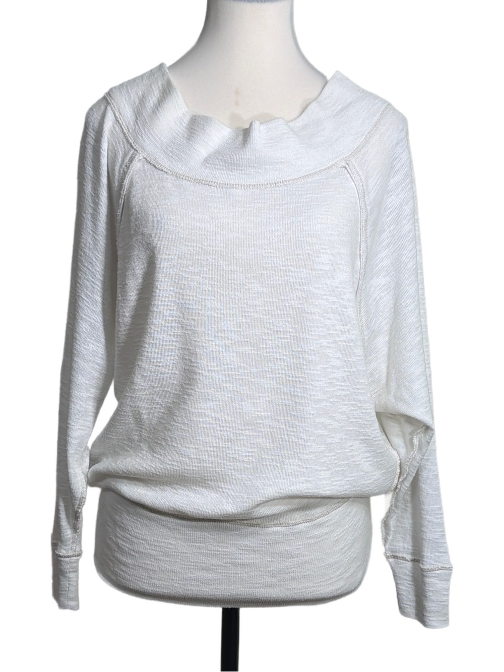 We The Free White Oversized Off the Shoulder Pullover Sweater w/Dolman Sleeves